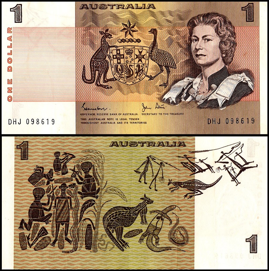 Australia 1 Dollar, 1974-1983 ND, P-42, Used