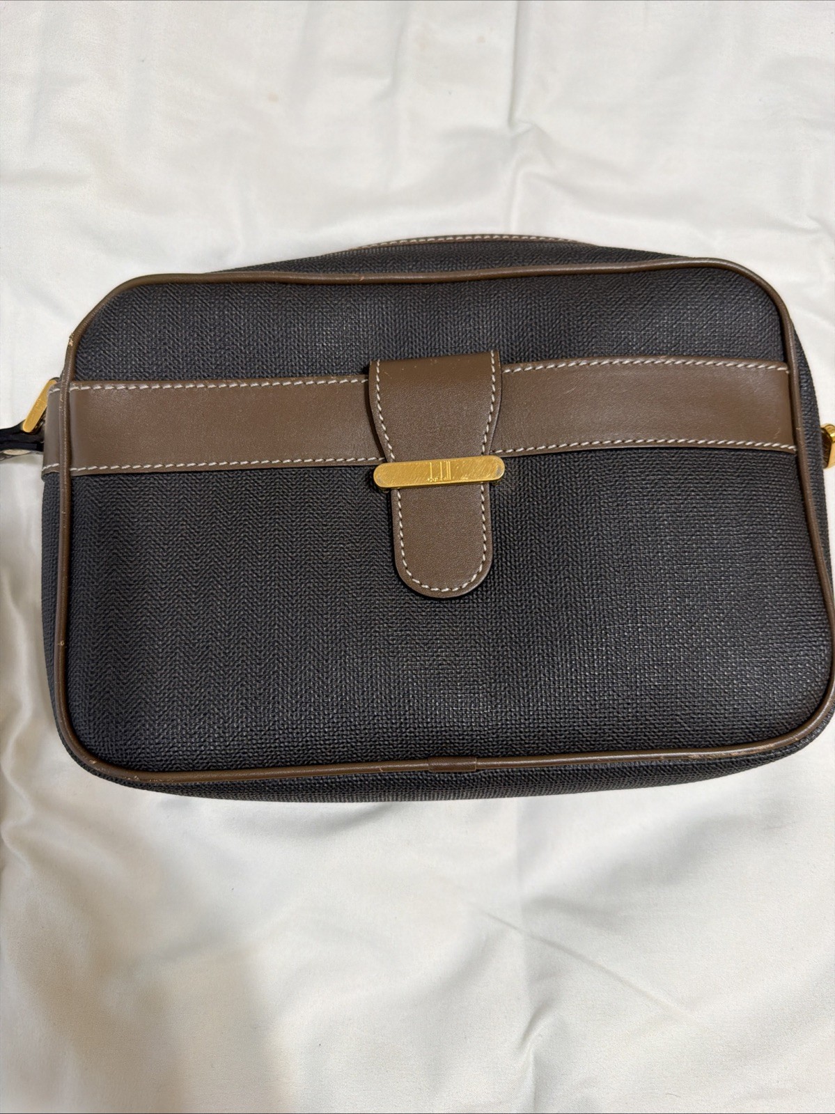 Vintage Dunhill Clutch Bag Herringbone PVC Leather Second Pouch Brown Excellent Vintage Dunhill Clutch Bag Herringbone PVC Leather Second Pouch Brown Excellent