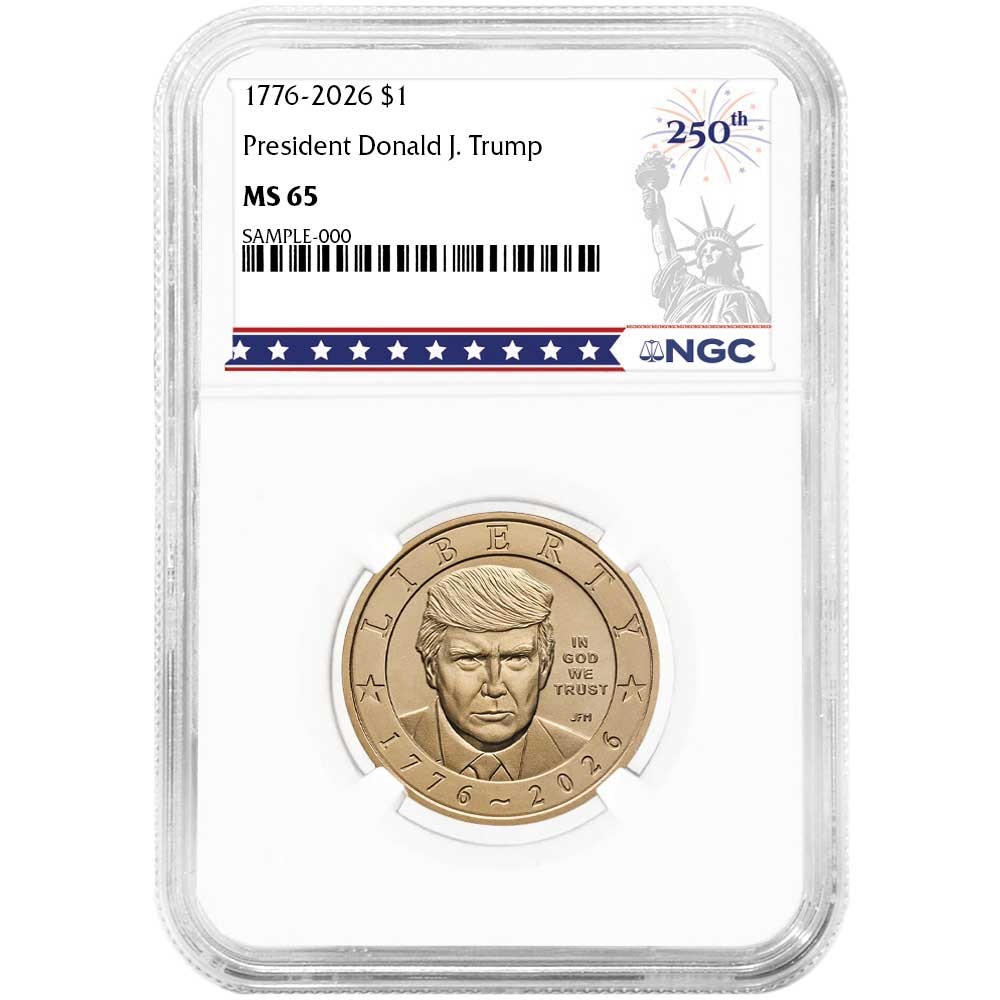 Presale – 2026 $1 President Donald J. Trump Semiquincentennial Dollar NGC MS65 2 Presale – 2026 $1 President Donald J. Trump Semiquincentennial Dollar NGC MS65 2