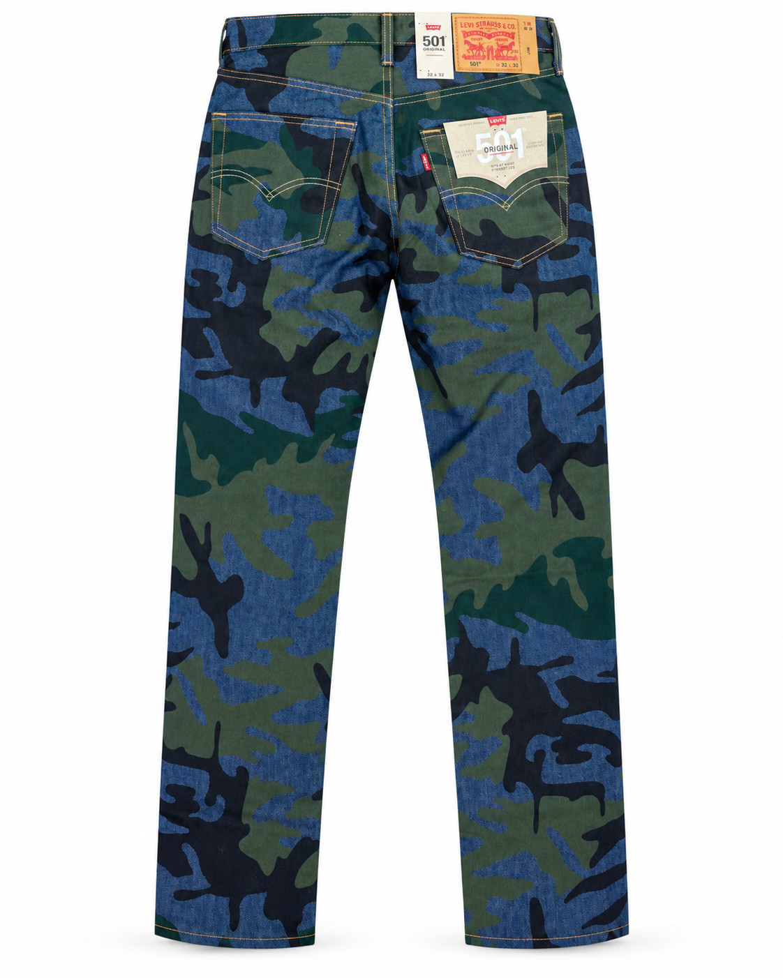 Levi's Men's 501 Original Button Fly Straight Leg Denim Cotton Jeans Camo