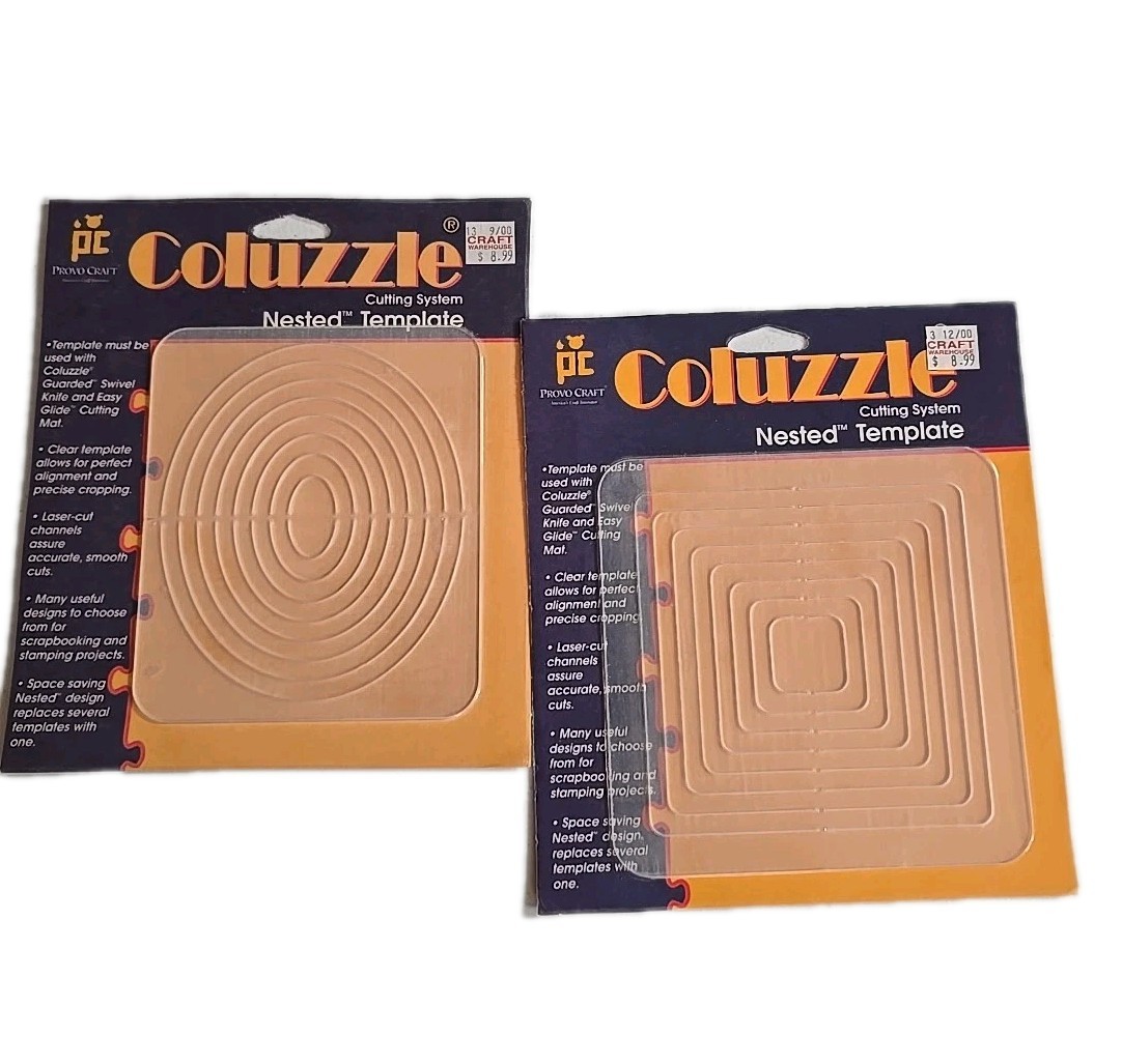 Provo Craft Coluzzle Cutting System Nested Template Set Of 2 Oval & Square Provo Craft Coluzzle Cutting System Nested Template Set Of 2 Oval & Square