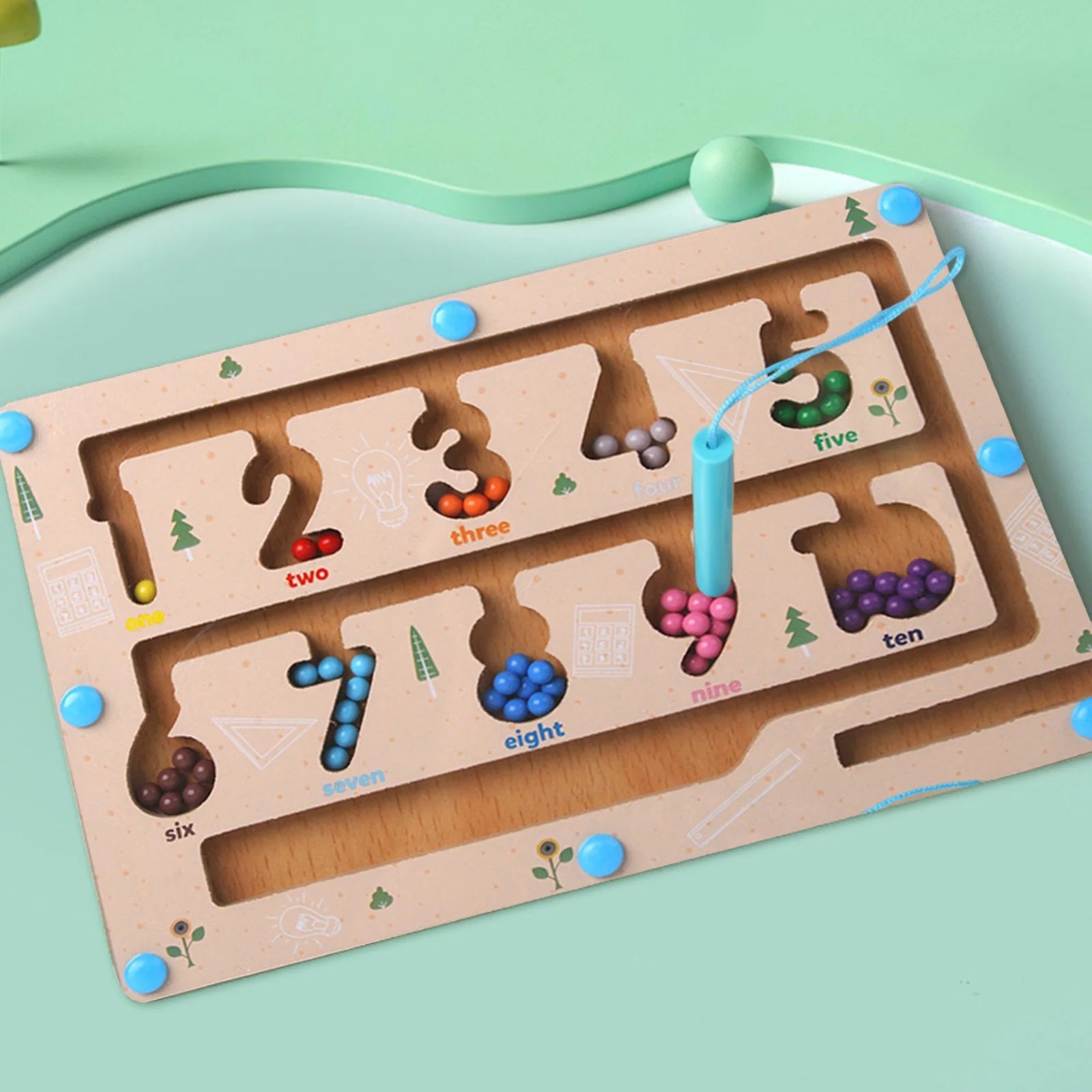 Wooden Magnetic Maze Board Game | Number Learning & Color Recognition Puzzle Wooden Magnetic Maze Board Game | Number Learning & Color Recognition Puzzle