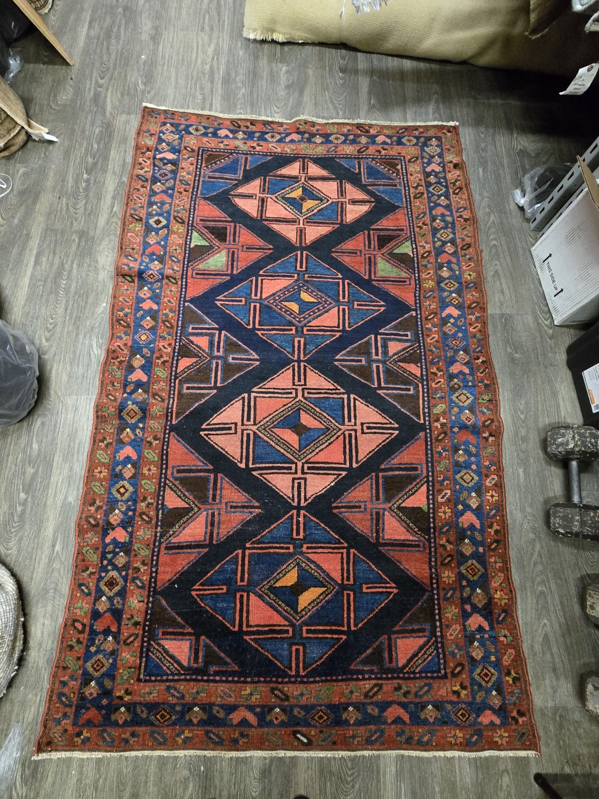 Hand-Knotted Antique Rug Size 7 Long By 4 Ft Wide Geometric Stunning Hand-Knotted Antique Rug Size 7 Long By 4 Ft Wide Geometric Stunning