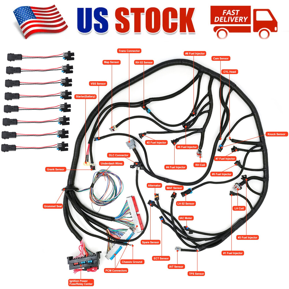 LS1-4L60E Wiring Harness Stand Alone For 1999-2006 LS SWAPS DBC 4.8 5.3 6.0