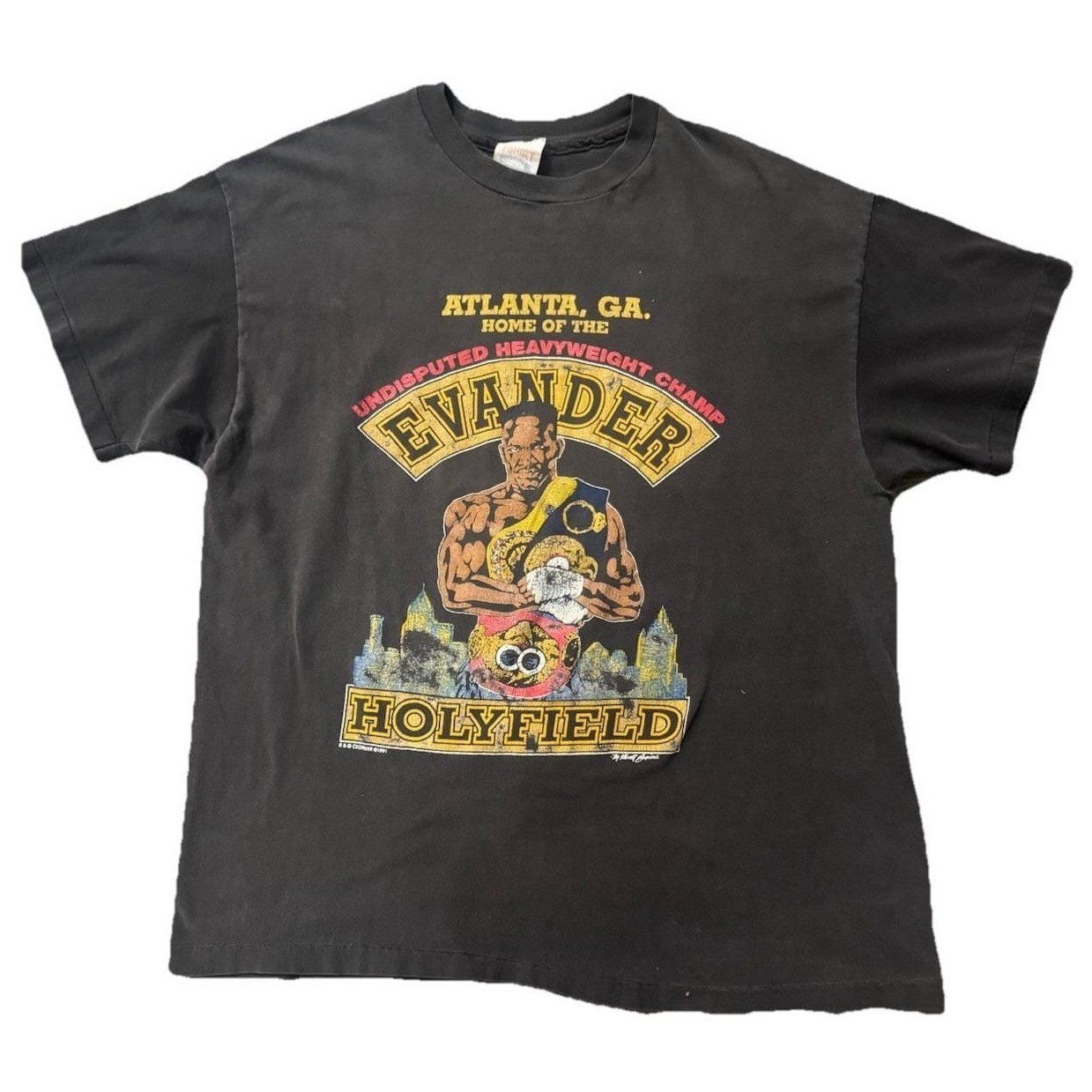 Vintage 1991 Evander Holyfield Undisputed Champ T- shirt XL Single Stitched