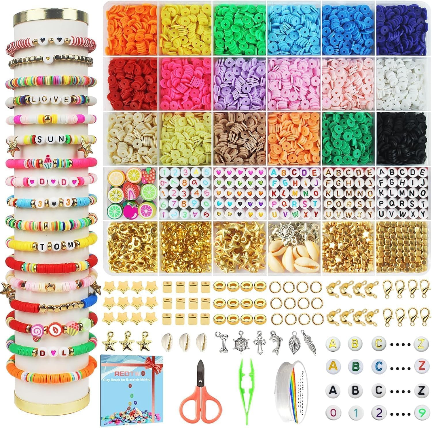 REDTWO 5100 CLAY BEADS BRACELET KIT FOR FRIENDSHIP JEWELRY MAKING, AGES 8-12