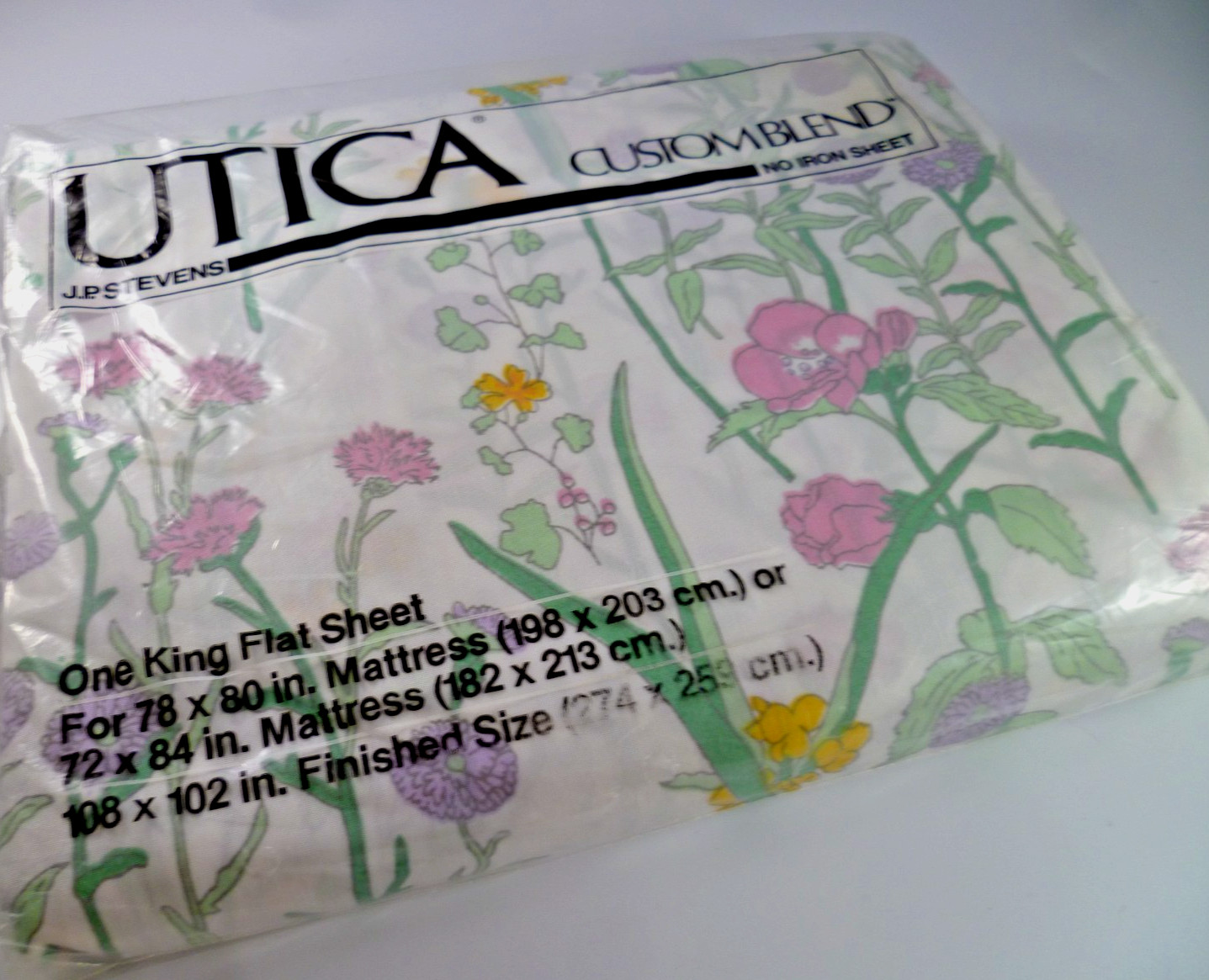 Vintage Utica JP Stevens Lydia Floral King Flat Sheet No Iron  Cottage