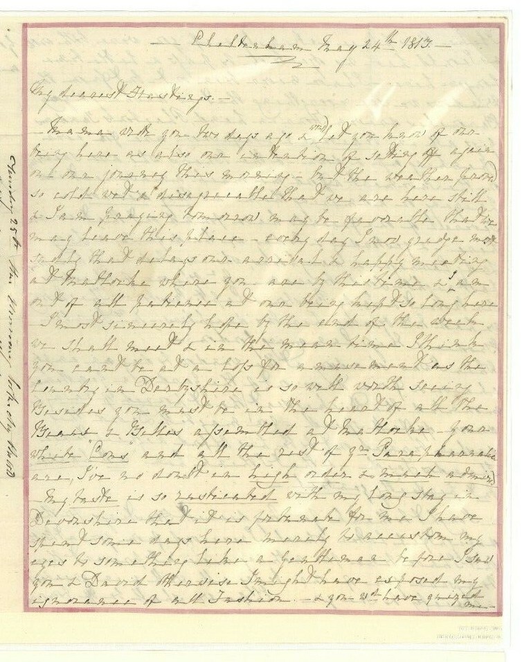 GB Cover 1813 EARLY PINK BORDERED LETTERSHEET Posted Cheltenham Glos Derbys Pp26
