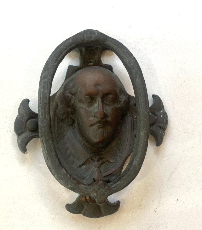 Antique William Shakespeare Bronze Door Knocker Circa 1890s - 1910s