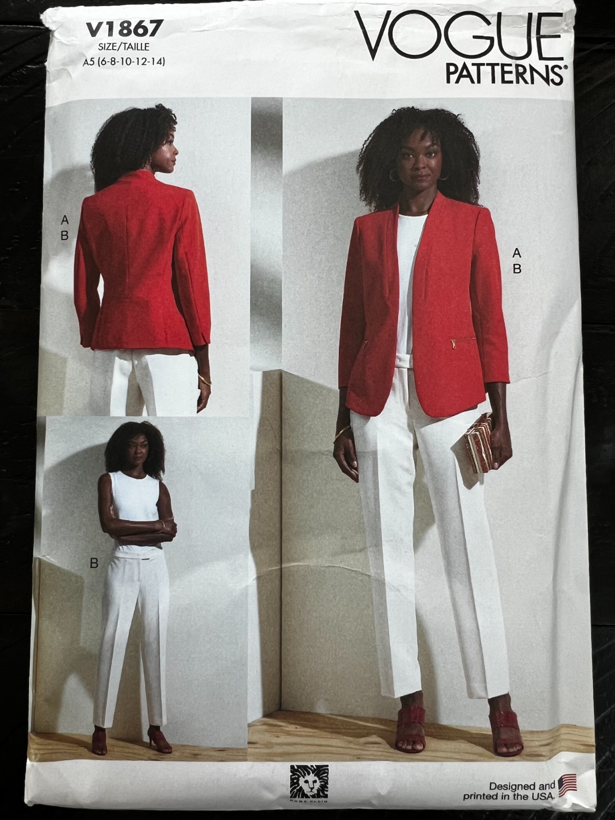 UNCUT Anne Klein Vogue V1867 Misses Jacket & Pants A5 (6-14) Sewing Pattern
