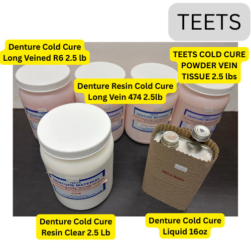 TEETS COLDCURE VEIN TISSUE, Long Vein 474, Long Veined R6, Clear Powder, Liquid TEETS COLDCURE VEIN TISSUE, Long Vein 474, Long Veined R6, Clear Powder, Liquid