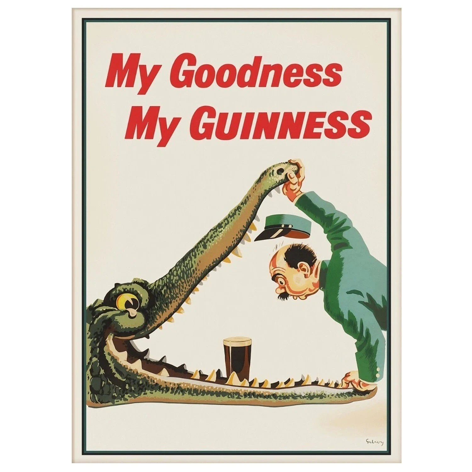 My Goodness My Guinness Vintage Beer Crocodile Advertising Poster