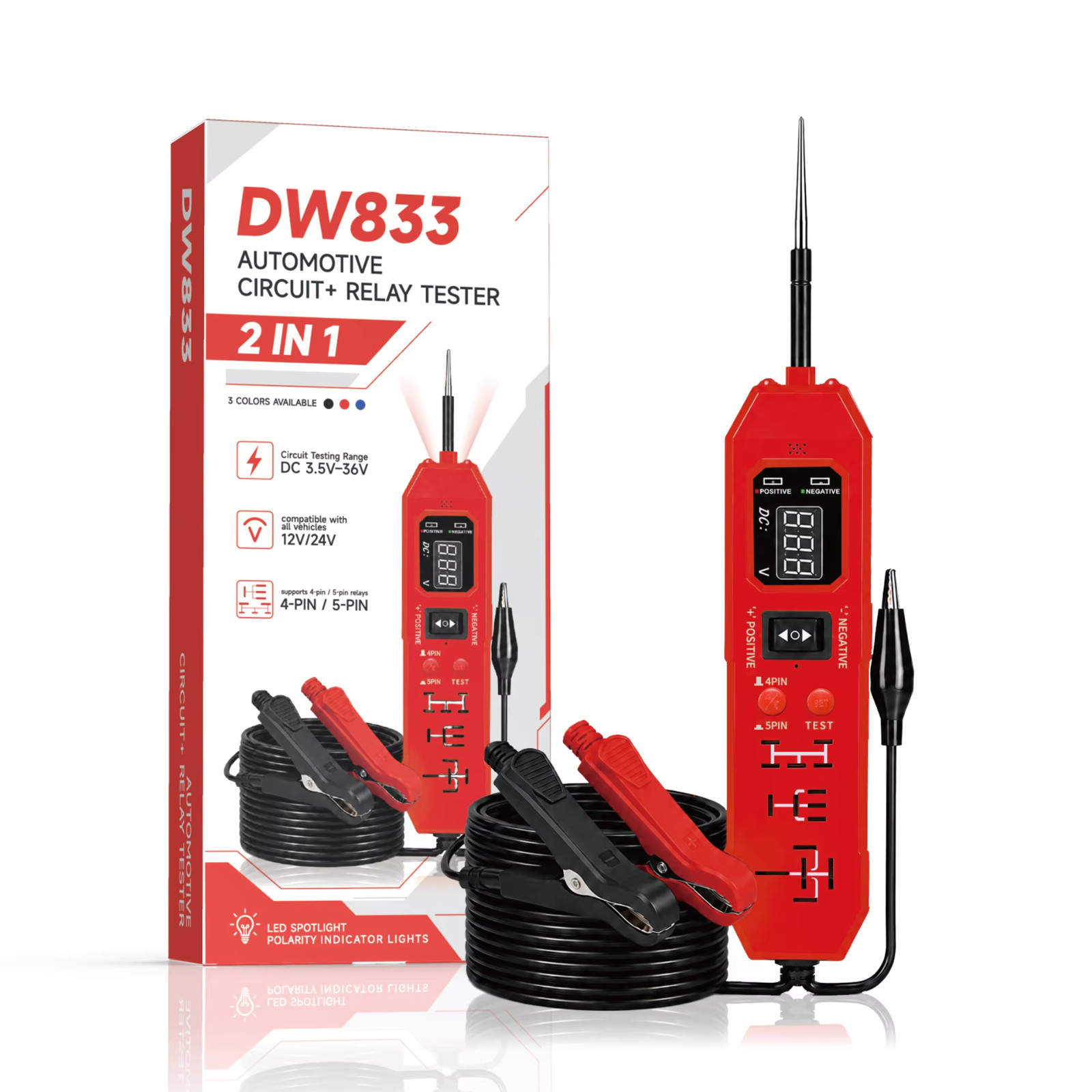 Upgraded 3.5-36V Circuit Tester Power Probe Relay Tester Car Electrical System