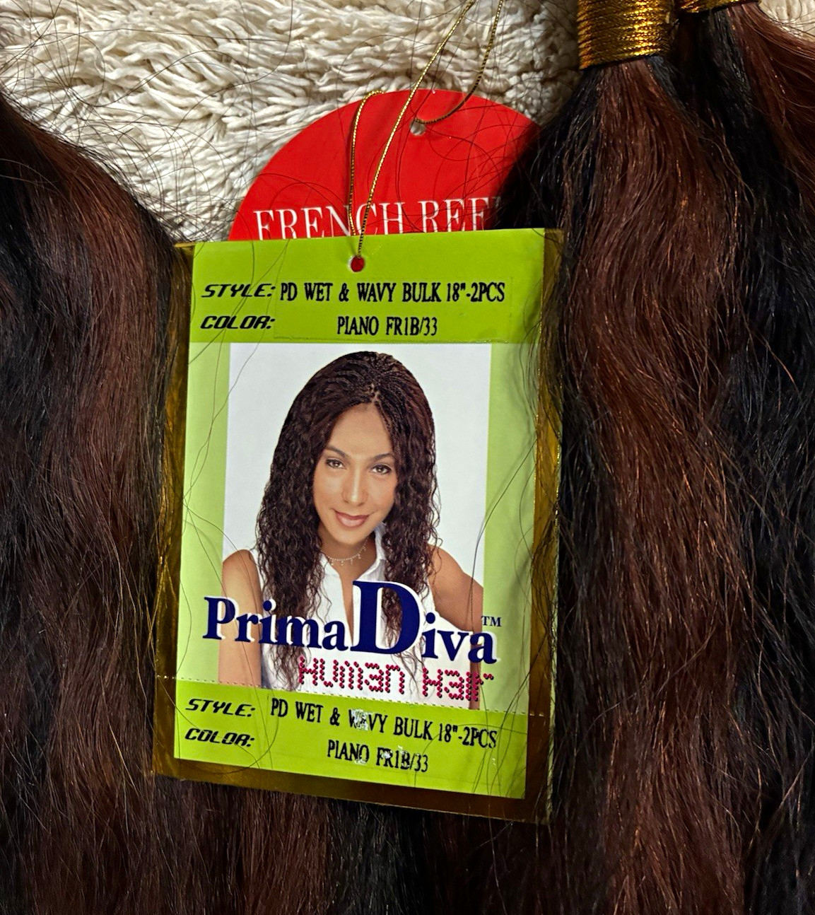 Prima Diva Wet & Wavy Human Hair Bulk Extensions 18in Wavy Sew-In 2PCS