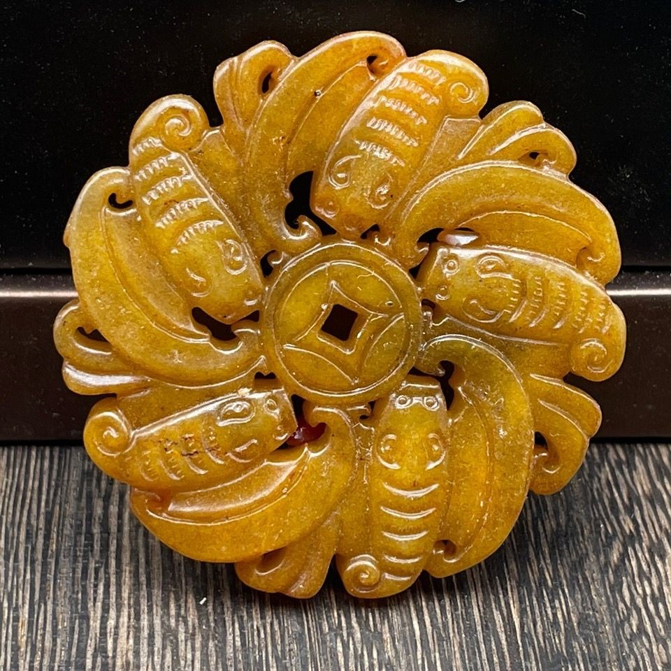 Antique Xiuyan Jade Pendant Vintage Jade Carving Five Blessings Collectible