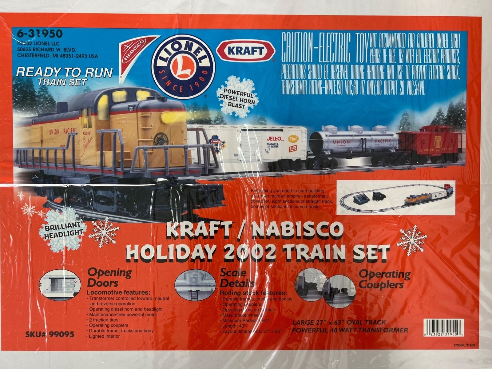 Lionel Kraft Nabisco Holiday 2002 Train Set Ready To Run Brilliant Lights NEW
