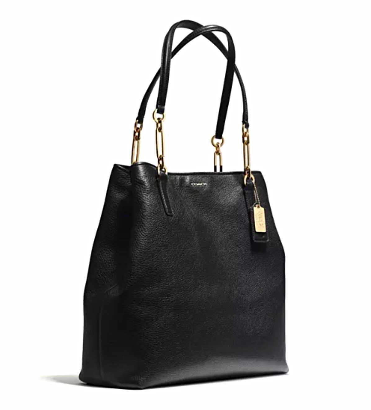 Coach Madison North South Tote Black Pebbled Leather with Gold Hardware - 26225 Coach Madison North South Tote Black Pebbled Leather with Gold Hardware - 26225