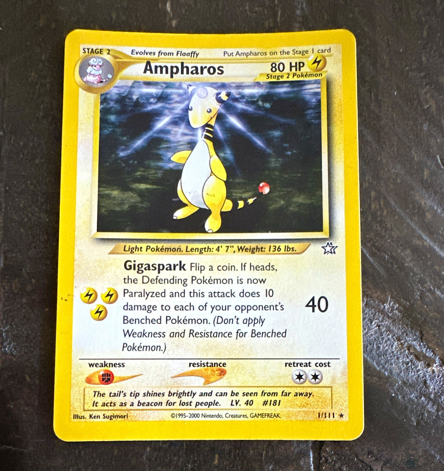 Pokémon TCG Nintendo Ampharos 1/111 Neo Genesis Holo Rare Unlimited English Pokémon TCG Nintendo Ampharos 1/111 Neo Genesis Holo Rare Unlimited English