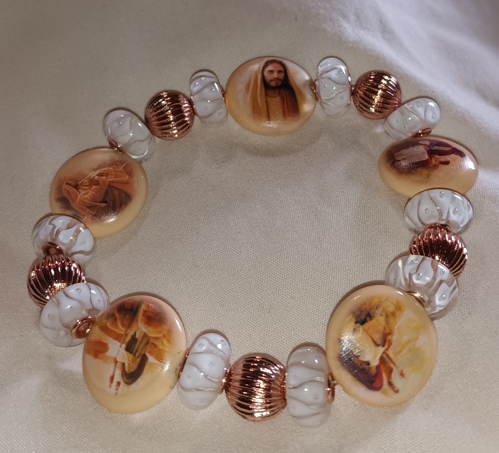 Bradford Exchange Heaven’s Grace Healing Bracelet Copper Porcelain Rose Gold 