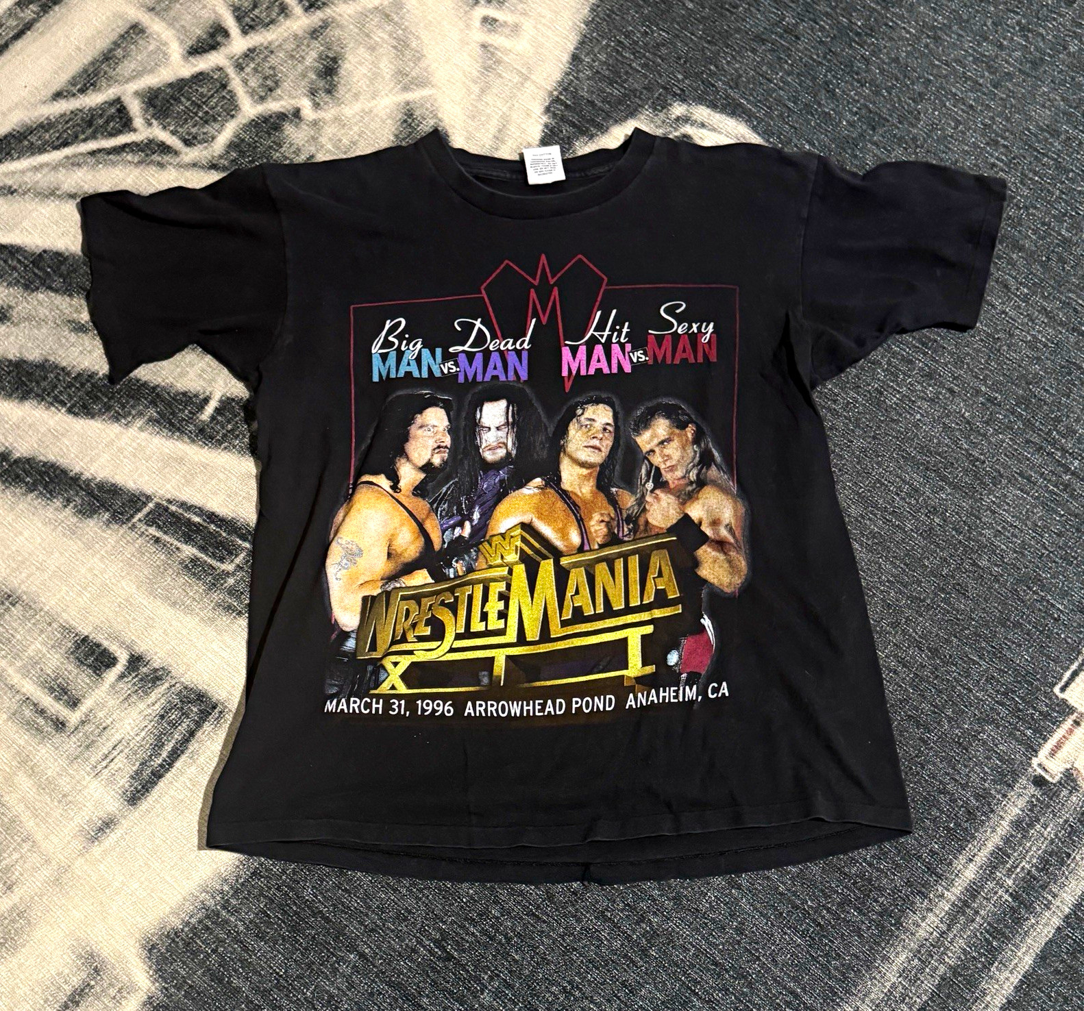 Vintage 1996 WWF WrestleMania XII Shirt XL Bret Hart Shawn Michaels Undertaker Vintage 1996 WWF WrestleMania XII Shirt XL Bret Hart Shawn Michaels Undertaker