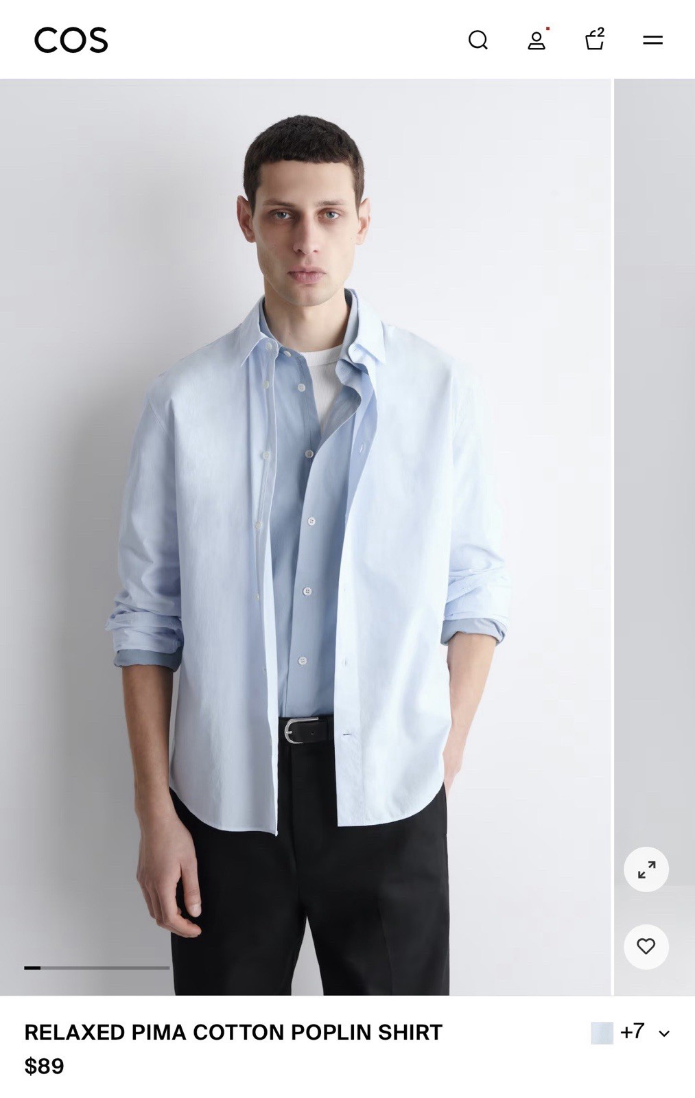 Cos Men’s Relaxed Pima Cotton Poplin Shirt