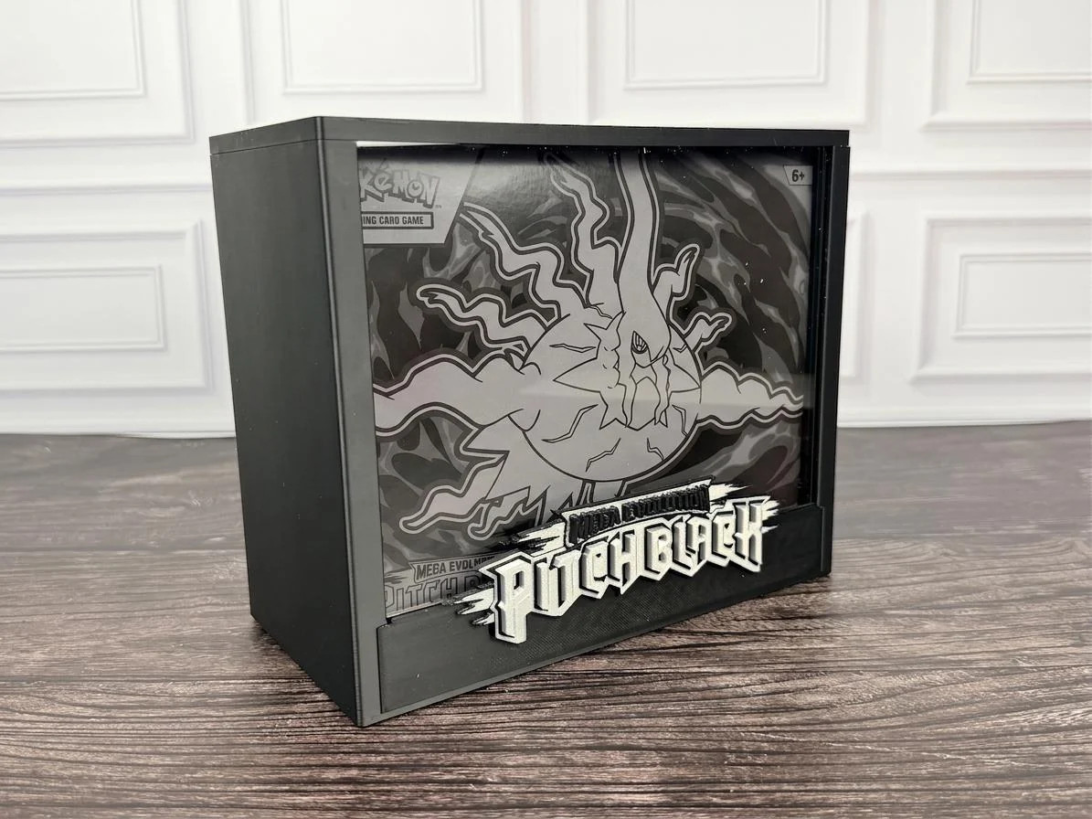 Pitch Black Pokemon ETB Display Case Mega Evolution 3D Printed Magnetic Acrylic