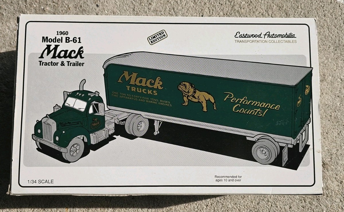 First Gear 1960 Model B-61 Mack Tractor Trailer Eastwood Automobilia Bulldog LE First Gear 1960 Model B-61 Mack Tractor Trailer Eastwood Automobilia Bulldog LE