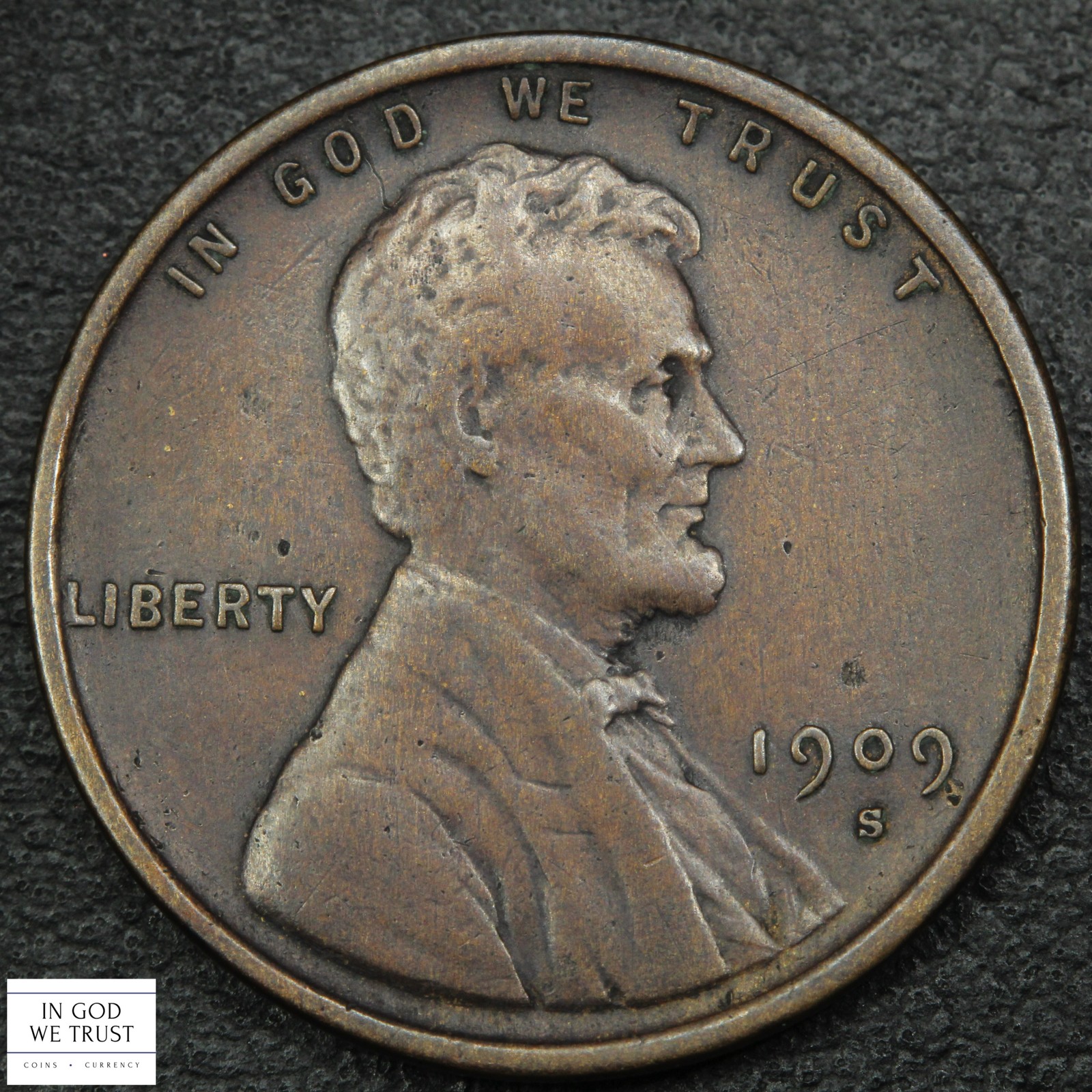1909 S Lincoln Wheat Copper Cent 1C - Cleaned