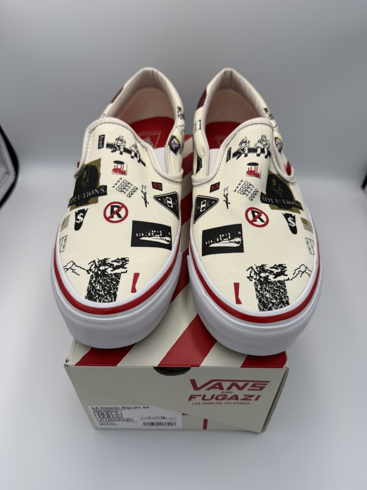 VANS FUGAZI \'98 CONSUMER MODEL SLIP ON SIZE 10.5 IN HAND VANS FUGAZI \'98 CONSUMER MODEL SLIP ON SIZE 10.5 IN HAND