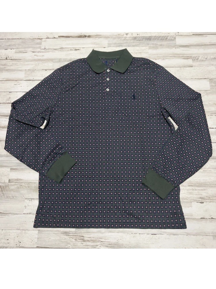 Polo Ralph Lauren Men\'s Large L Classic Fit Long Sleeve Polo Shirt Green Red Polo Ralph Lauren Men\'s Large L Classic Fit Long Sleeve Polo Shirt Green Red