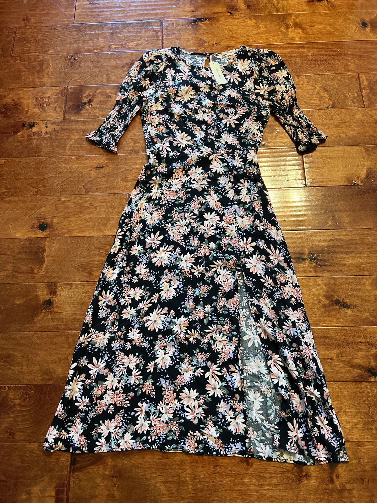 Women\'s Smock Sleeve Floral Midi Dress Sz S NWT $66 Francesca’s Boutique Miami