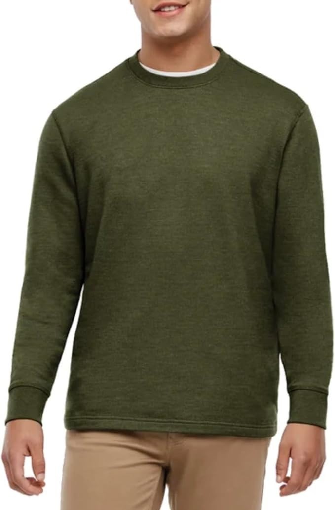 Orvis Men\'s Long Sleeve Crew Neck Shirt Pullover Textured Ribbed Green Large