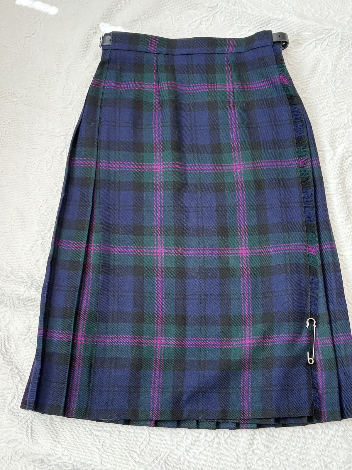 VTG James Pringle Weavers Tartan Wool Kilt Skirt Size 10 Scotland