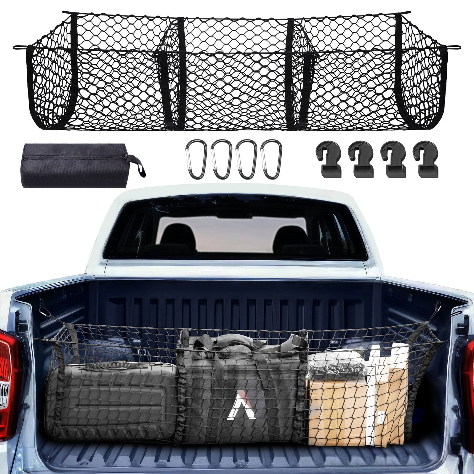Cargo Net For Pickup Truck Bed Heavy Duty Net Mesh Organizer for Car,SUV, Pickup Cargo Net For Pickup Truck Bed Heavy Duty Net Mesh Organizer for Car,SUV, Pickup