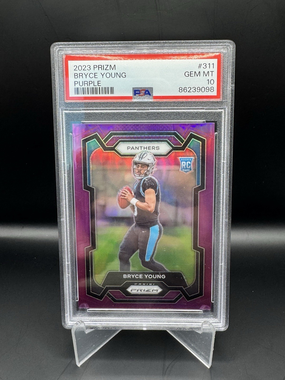 2023 Panini Prizm Bryce Young Panthers #311 Purple Prizm /125 PSA GEM MINT 10 RC 2023 Panini Prizm Bryce Young Panthers #311 Purple Prizm /125 PSA GEM MINT 10 RC