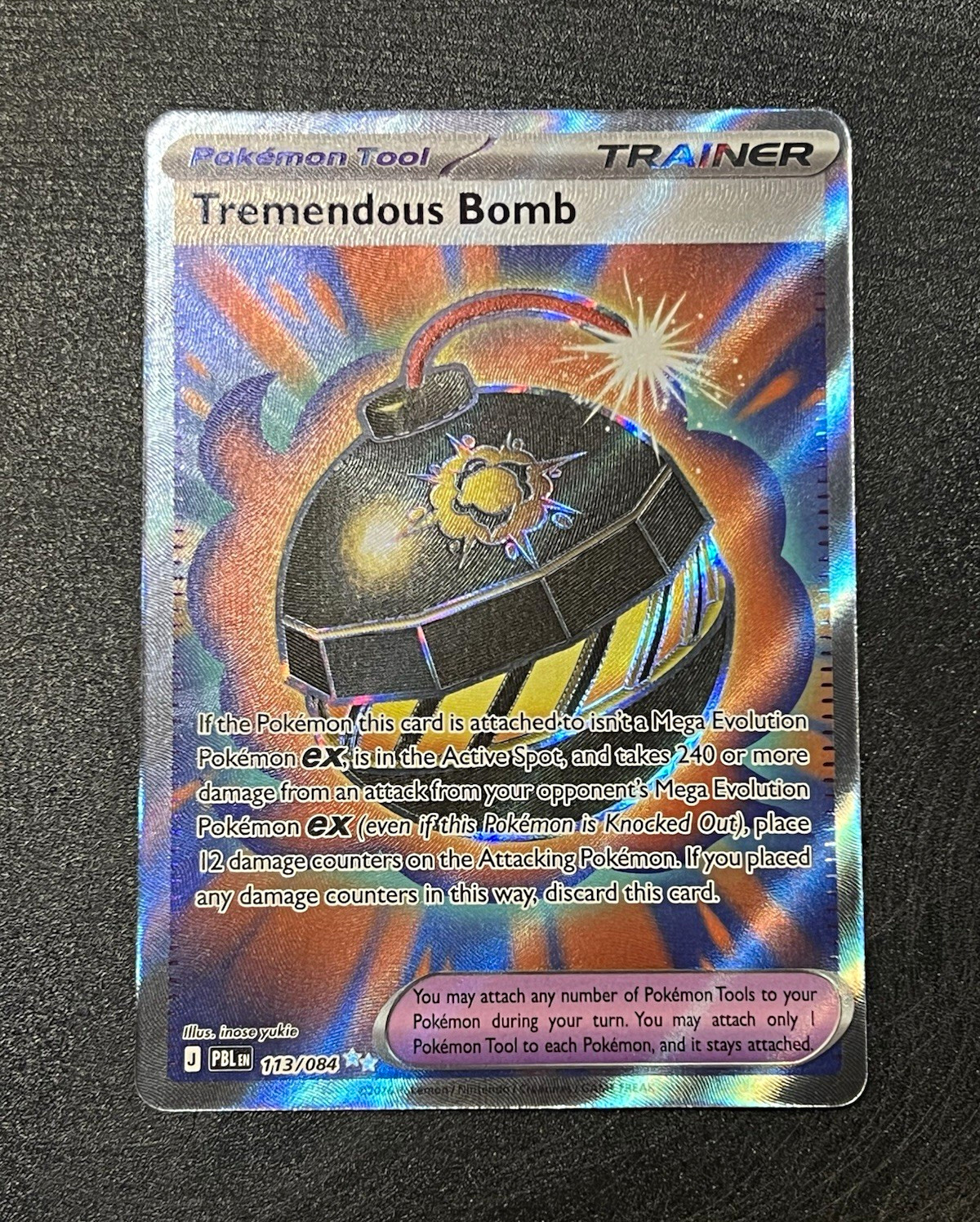Pokemon TCG Tremendous Bomb Trainer Full Art Holo EN 113/084