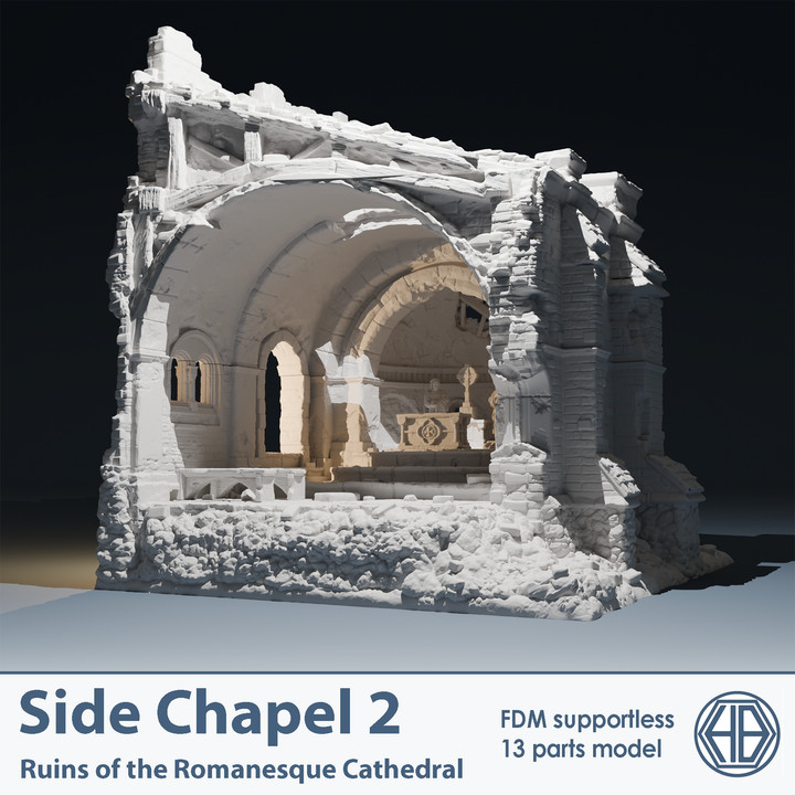 Romanesque Temple Side Chapel 2 | Wargame Terrain | 1 Multi-Piece | FDM printed