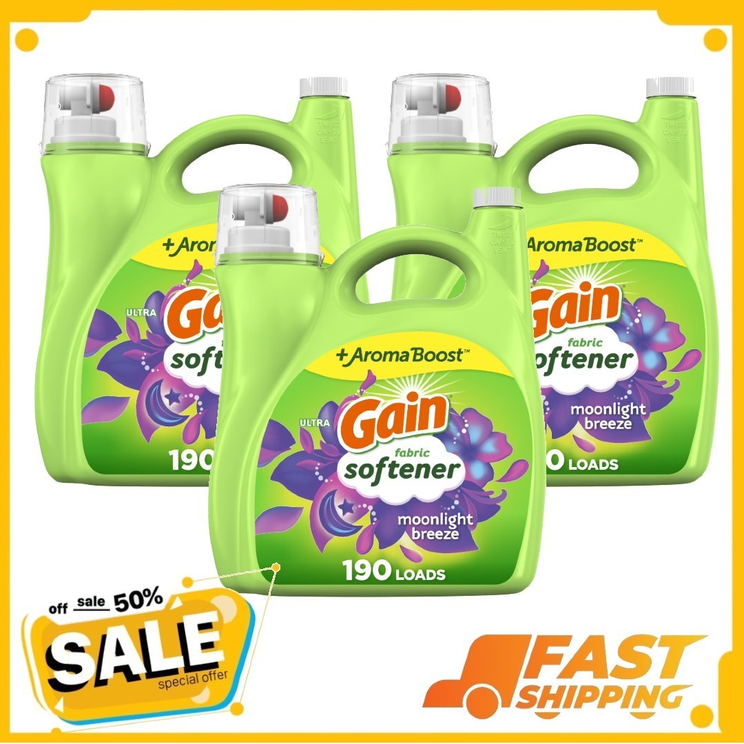 ( 3 Pack ) Gain Liquid Laundry Fabric Softener, Moonlight Breeze Scent, 190 Load ( 3 Pack ) Gain Liquid Laundry Fabric Softener, Moonlight Breeze Scent, 190 Load