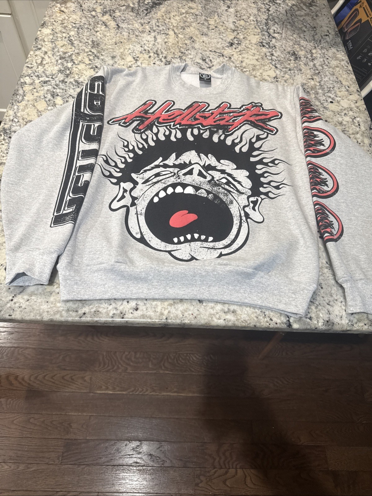 Hellstar Records Crewneck Sweater Grey Size (medium) Hellstar Records Crewneck Sweater Grey Size (medium)