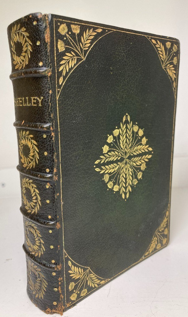 1905 Shelley Poetical Works Fine Green Morocco Leather Binding Gilt Arts & Craft