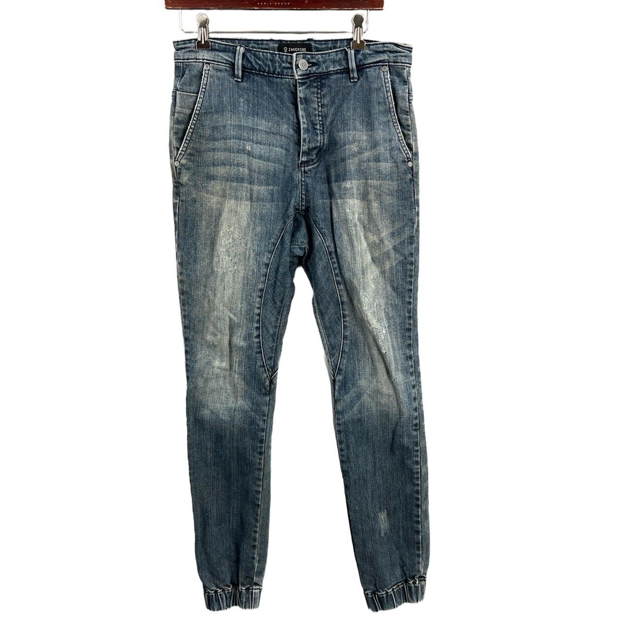 ZANEROBE Slingshot Denim Jogger Jeans Blue Distressed Tapered Fit Size 29