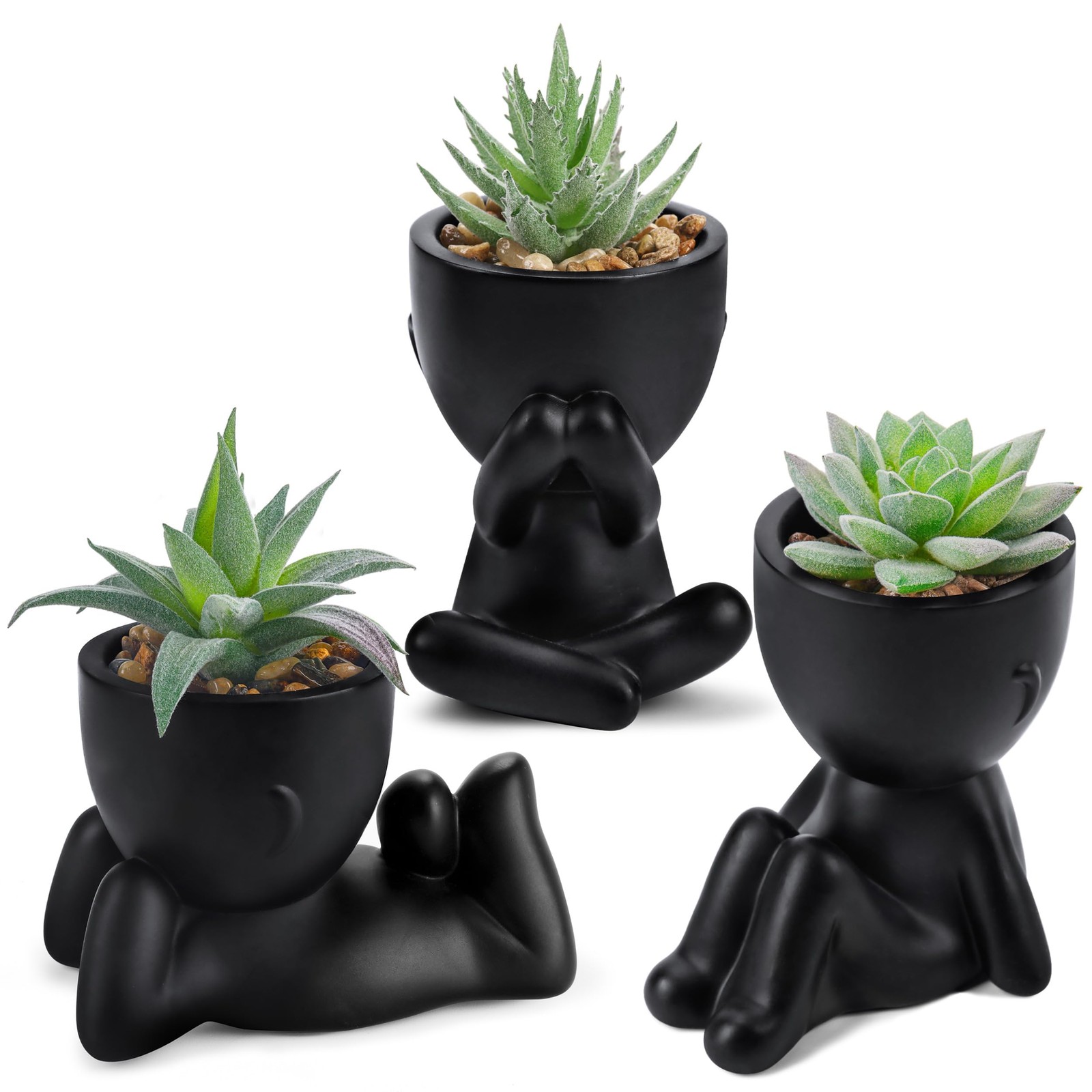 Der Rose 3 Pack Fake Plants in Black Pots for Bathroom 5.1\
