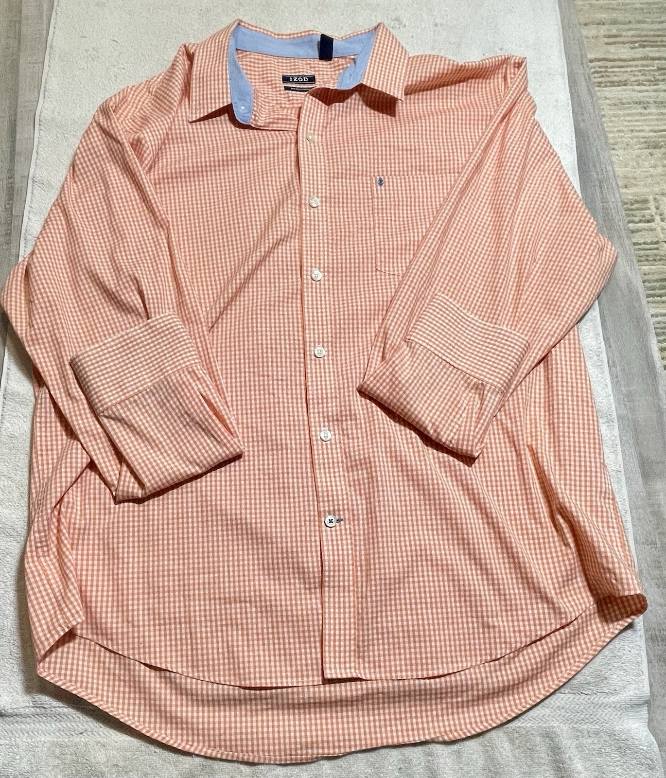 IZOD Non-Iron Stretch Men’s Dress Shirt Gingham Long Sleeve Spread Collar XL IZOD Non-Iron Stretch Men’s Dress Shirt Gingham Long Sleeve Spread Collar XL