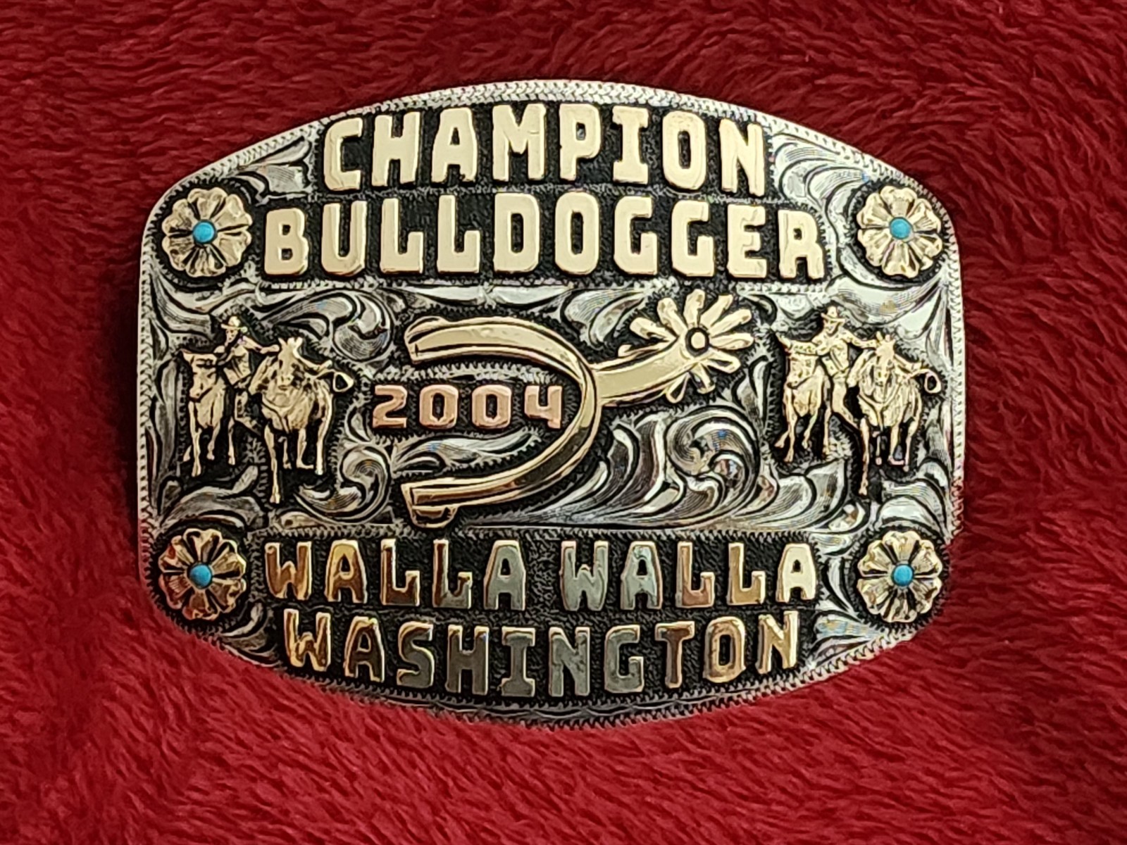 Bulldogging X~Treme Rodeo Champion Trophy Buckle☆Walla Walla Wash☆2004☆Rare☆711