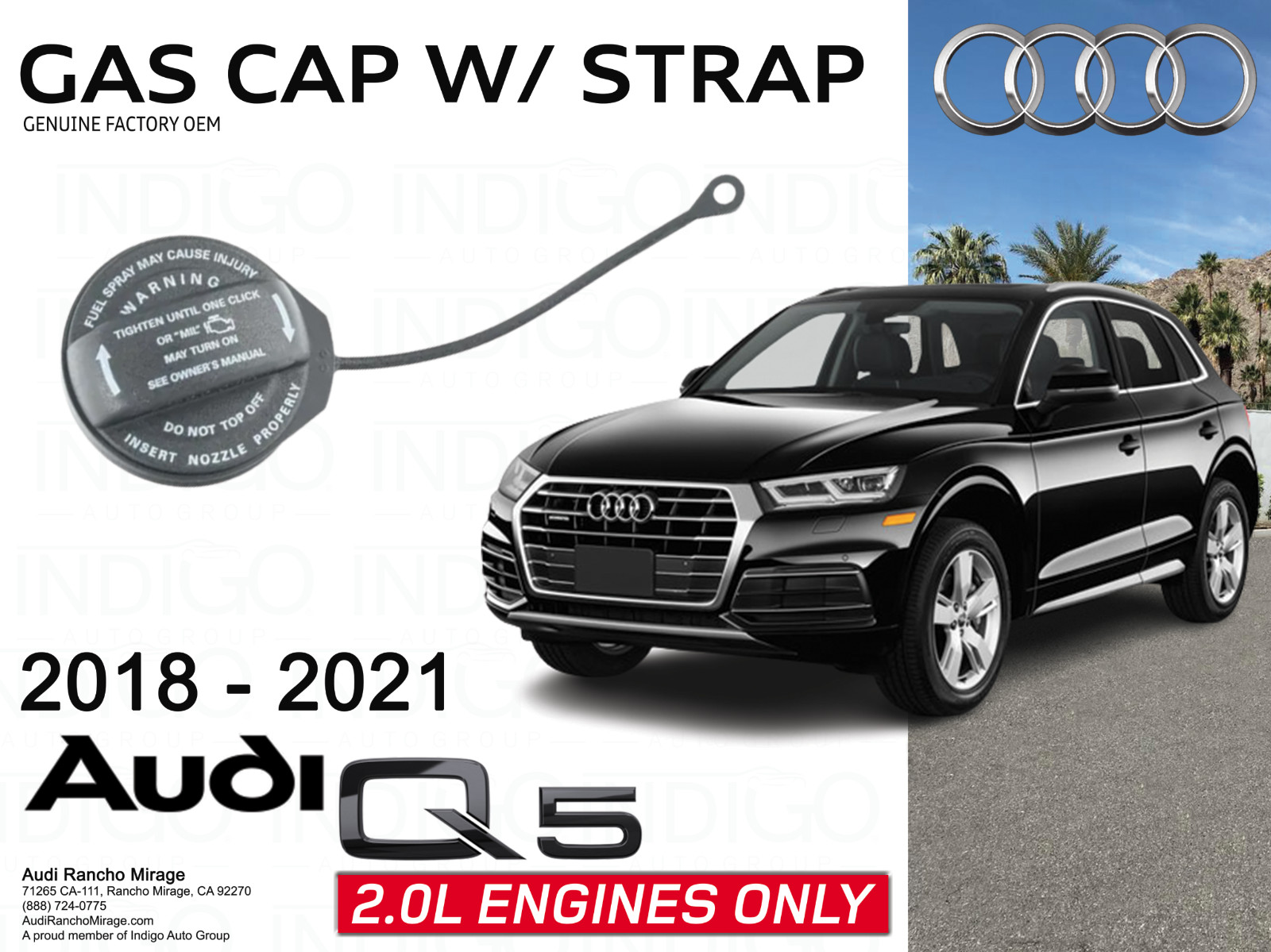 2018-2021 Audi Q5 Factory OEM Audi Gas Cap W/Strap Q5-8W0-201-550-D
