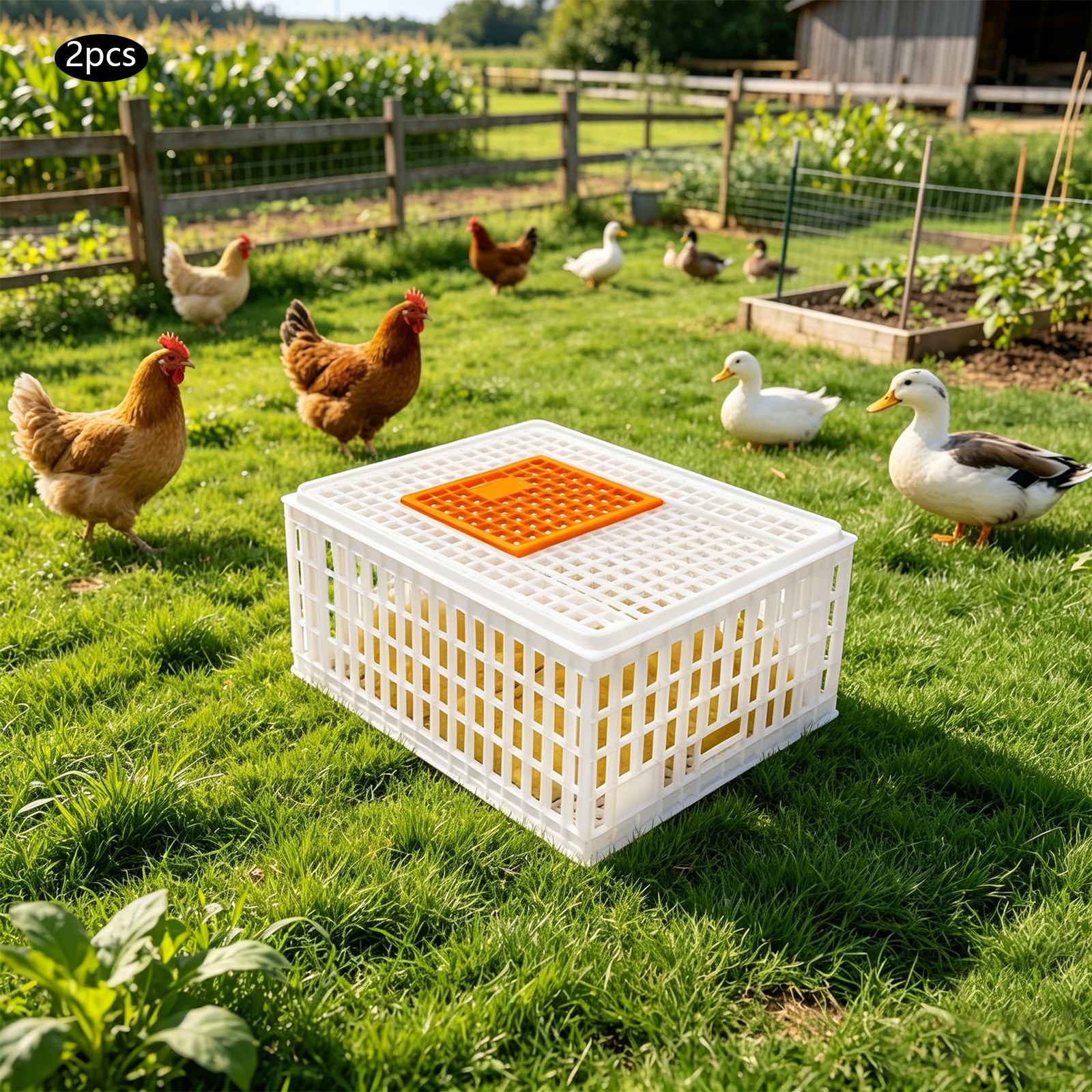 2 pcs Plastic Poultry Transport Box for chickens, ducks, Pigeons, Quails 110lbs