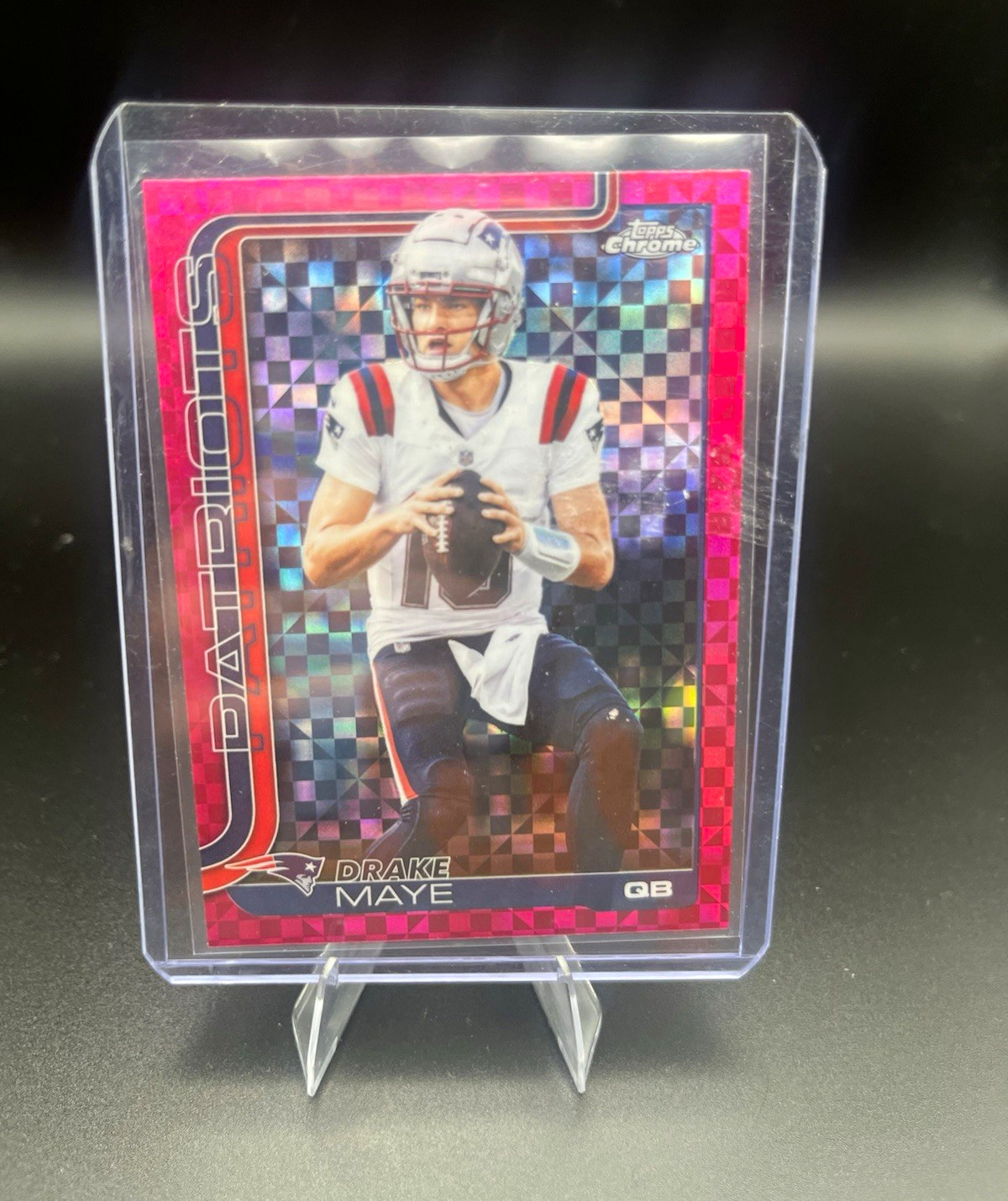 2025 Topps Chrome Drake Maye  Pink X-Fractor #207 Patriots