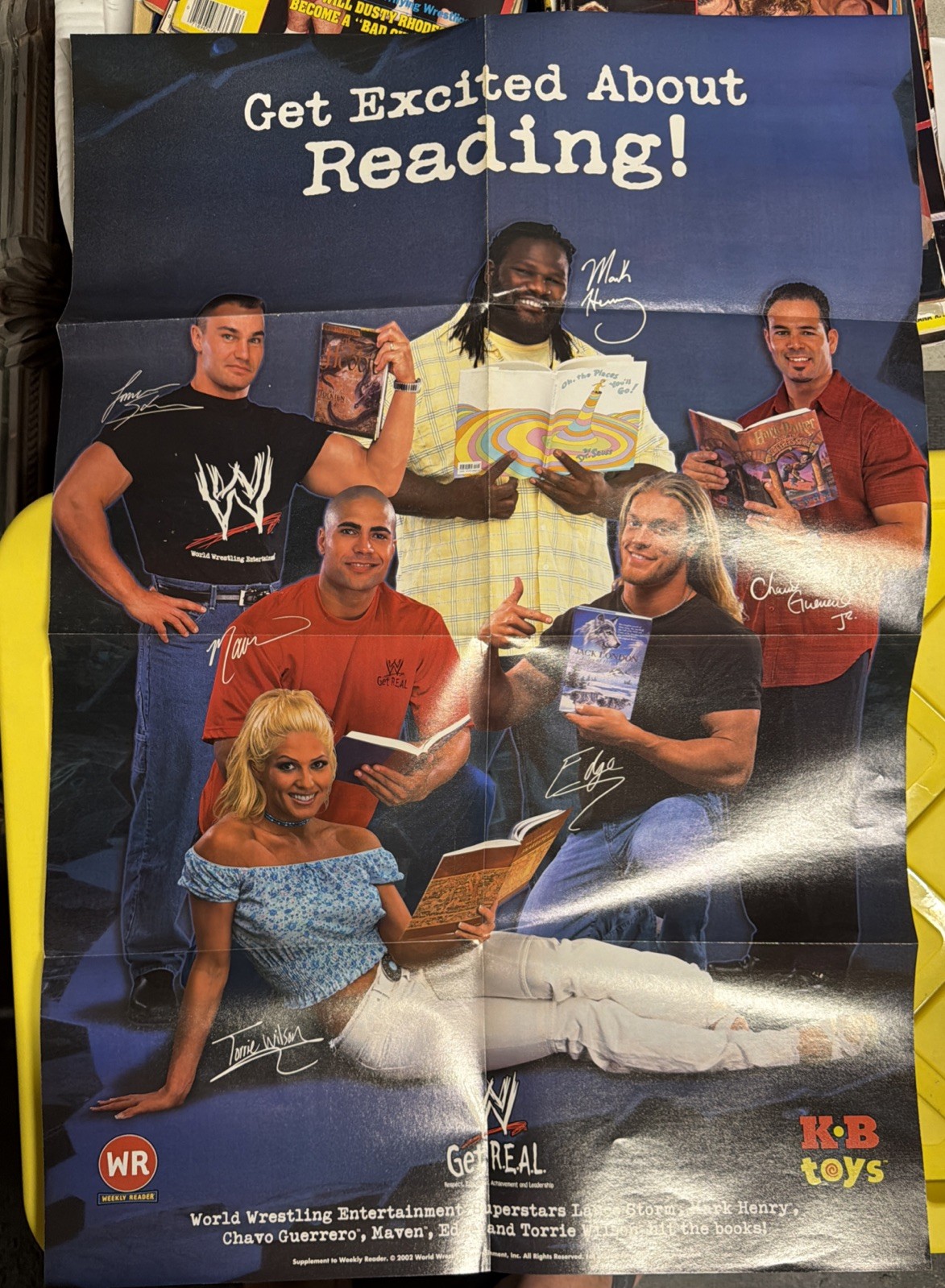 2002 WWF GET REAL POSTER - KB TOYS - MARK HENRY - EDGE - TORRIE WILSON - CHAVO 2002 WWF GET REAL POSTER - KB TOYS - MARK HENRY - EDGE - TORRIE WILSON - CHAVO