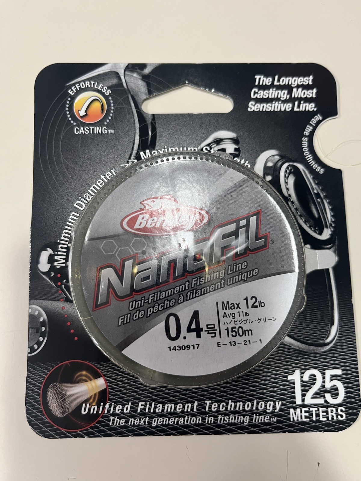 BERKLEY NANOFIL Fishing Line Hi Vis Chart color 4 lb. 270 meters