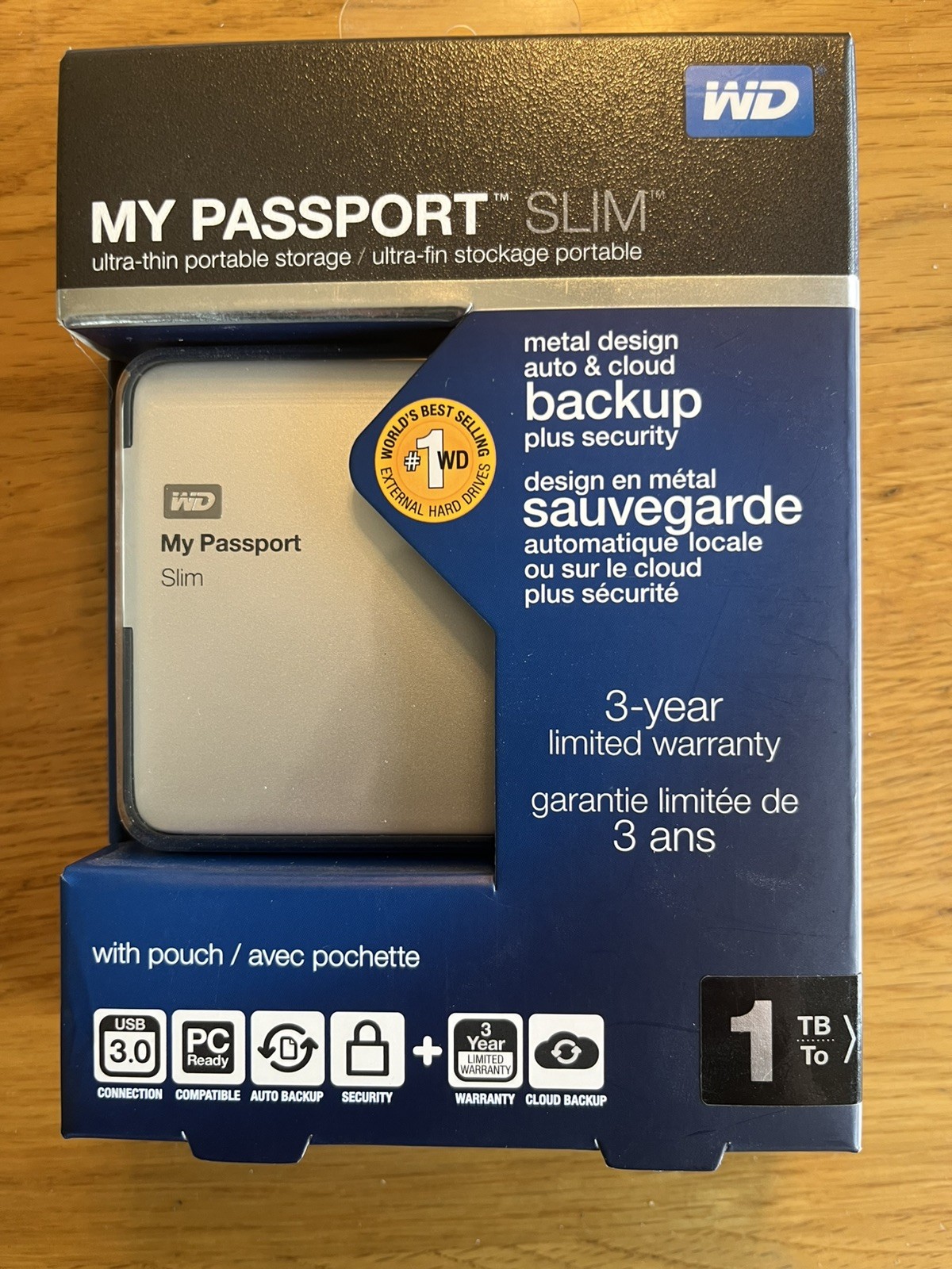 WD My Passport Wireless 1TB Portable External Hard Drive USB 3.0 Slim w/Pouch